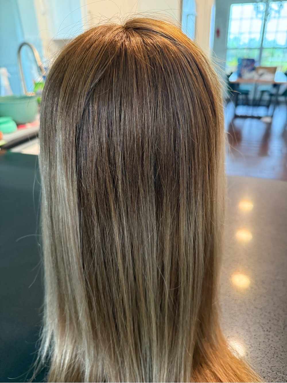 Uniwig Auburn Blonde 2 tone straight Human Hair Wig 
Cap size small-medium - Picture 3 of 15